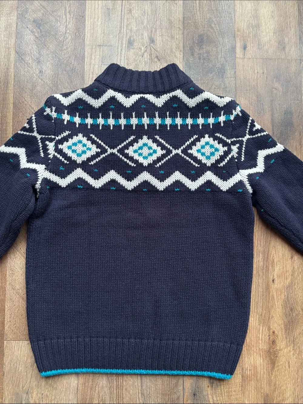 Gymboree Blue White Nordic Fair Isle Pullover Quarter Zip Winter Cozy Sweater